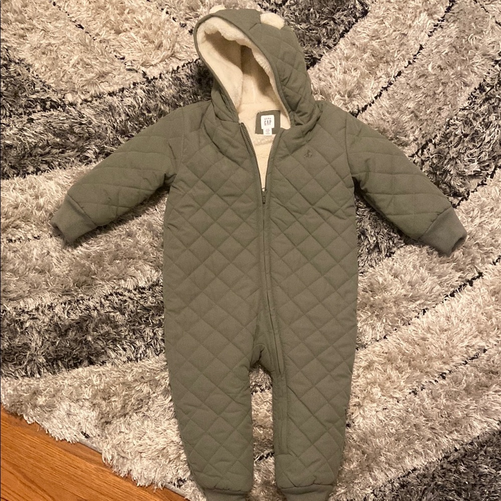 Quilted Olive Green baby One Piece